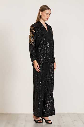 RANNA GILL_Black Velden Sequin Work Pant _Online_at_Aza_Fashions
