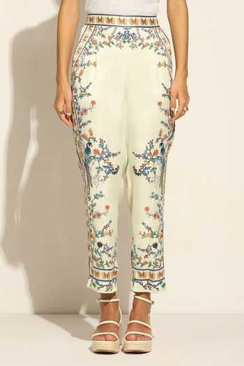 Buy_Ranna Gill_Multi Color Satin, Modal Alita Rara Jay Print Pant _Online_at_Aza_Fashions