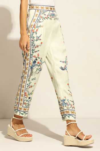 Shop_Ranna Gill_Multi Color Satin, Modal Alita Rara Jay Print Pant _Online_at_Aza_Fashions