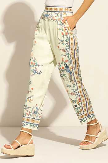 Ranna Gill_Multi Color Satin, Modal Alita Rara Jay Print Pant _at_Aza_Fashions
