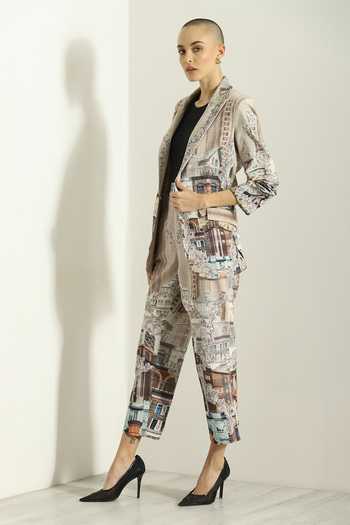 Buy_RANNA GILL_Beige Linen Mirabella Rara Pant _Online_at_Aza_Fashions