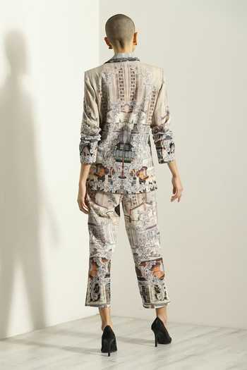 RANNA GILL_Beige Linen Mirabella Rara Pant _Online_at_Aza_Fashions