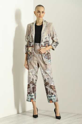 Buy_RANNA GILL_Beige Linen Mirabella Rara Pant _at_Aza_Fashions