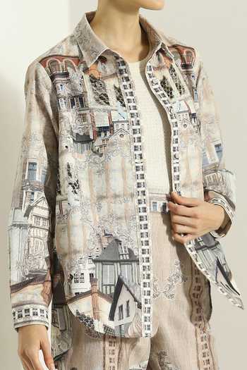 RANNA GILL_Beige Linen Mirabella Rara Pant _at_Aza_Fashions