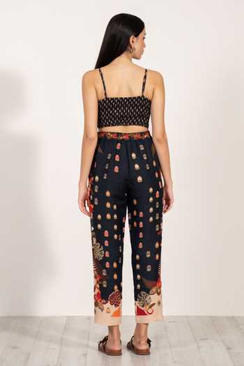 Shop_RANNA GILL_Multi Color Linen V-neck Elinor Pleated Bustier _at_Aza_Fashions
