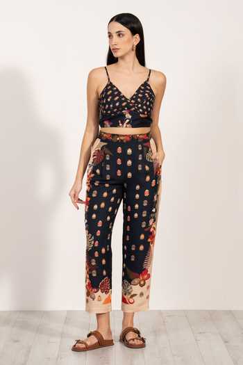 Buy_RANNA GILL_Multi Color Linen V-neck Elinor Pleated Bustier _Online_at_Aza_Fashions