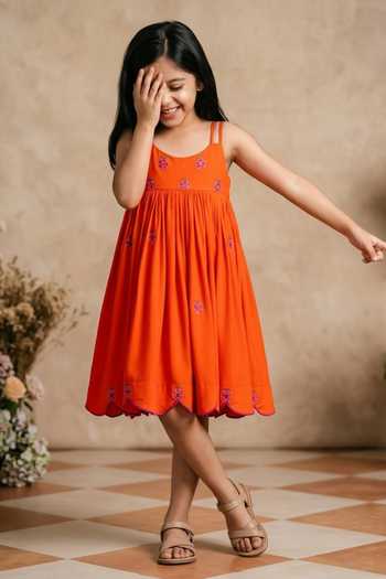 Shop_Byb Premium_Orange Cotton Embroidery Dress 