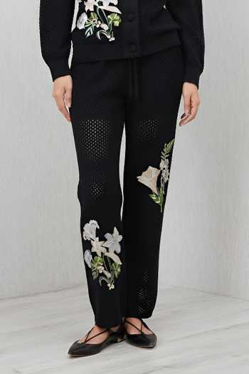 Shop_RANNA GILL_Black Knit V-neck Maaria Embroidered Shirt And Pant Co-ord Set _Online_at_Aza_Fashions