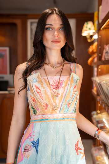 Shop_Ranna Gill_Multi Color Linen, Viscose Square Neck Marina Pleated Strap Jumpsuit _Online_at_Aza_Fashions