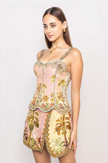 Buy_RANNA GILL_Multi Color Linen, Viscose Dia Mirza Elin Overlap Skorts _Online_at_Aza_Fashions