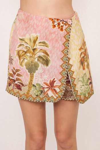 Buy_RANNA GILL_Multi Color Linen, Viscose Dia Mirza Elin Overlap Skorts 