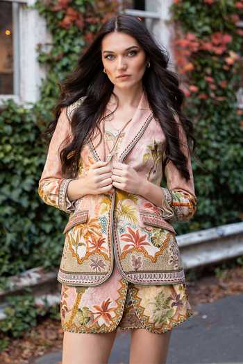 Shop_RANNA GILL_Multi Color Linen, Viscose Dia Mirza Elin Overlap Skorts _at_Aza_Fashions