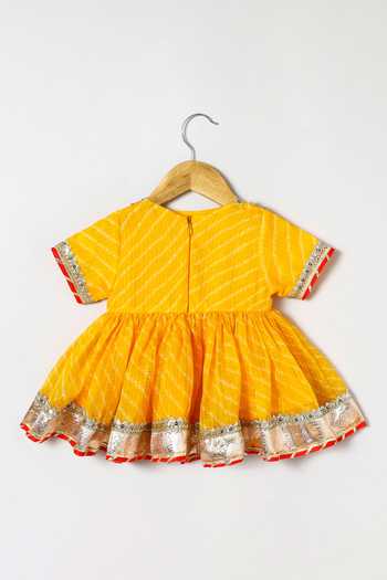Buy_Byb Premium_Yellow Kota Doria Embroidery Embellished Peplum Top And Palazzo Set 