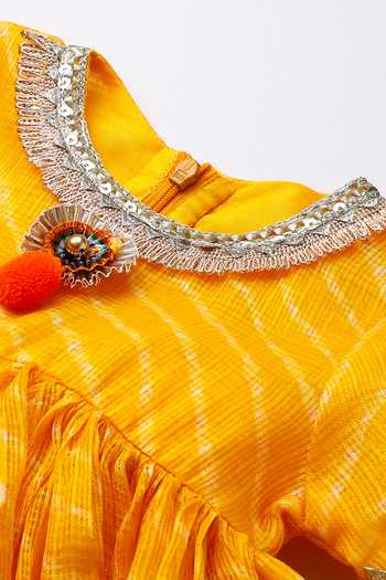 Shop_Byb Premium_Yellow Kota Doria Embroidery Embellished Peplum Top And Palazzo Set _Online
