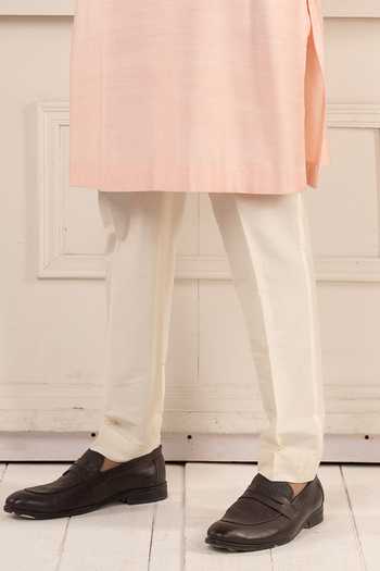 Poonam Kasera_Pink Silk, Dupion Blush Embroidered Kurta Set _Online_at_Aza_Fashions