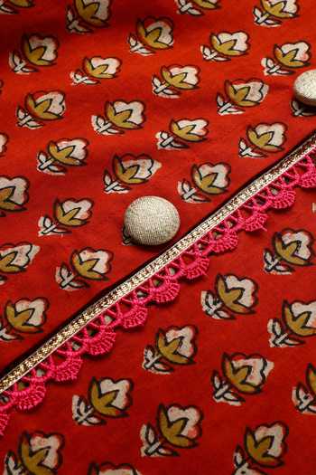 Byb Premium_Maroon Cotton Embroidery, Zari Embellished Kurta And Dhoti Pant Set 