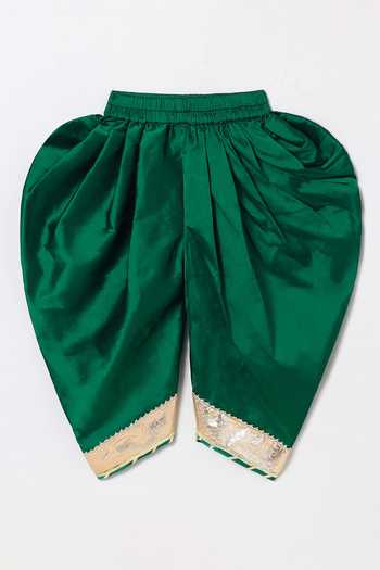 Buy_Byb Premium_Fuchsia Kota Doria Pom-poms, Fuschia Embellished Peplum Top And Dhoti Pant Set 