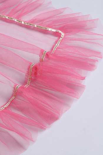 Shop_Byb Premium_Pink Silk, Tulle Beads, Stones, Tassels Embroidered Choli And Lehenga Set 
