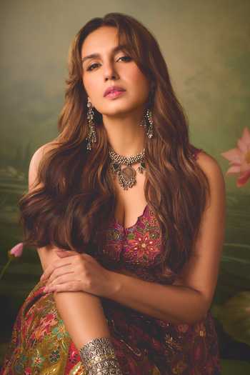 Shop_Kalista_Pink Silk, Viscose V-neck Guroor Embroidered Blouse And Skirt Set _at_Aza_Fashions