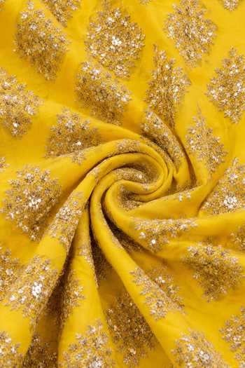 Zal From Benaras_Green Georgette Gota Border Saree With Unstitched Blouse Fabric _at_Aza_Fashions