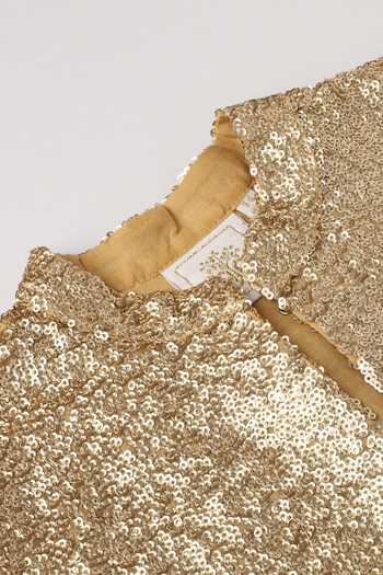 Byb Premium_Gold Cotton, Polyester Sequins Work Bundi _at_Aza_Fashions