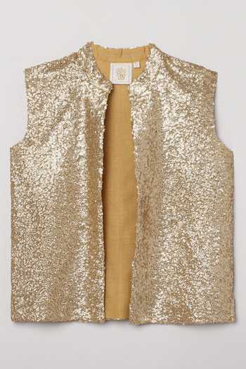 Shop_Byb Premium_Gold Cotton, Polyester Sequins Work Bundi 
