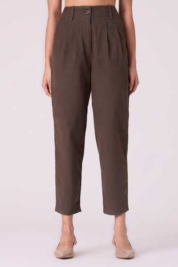 The Summer House_Olive Green Cotton Helk Needlecord Corduroy Pant _Online_at_Aza_Fashions