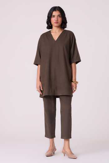 Shop_The Summer House_Olive Green Cotton Helk Needlecord Corduroy Pant _Online_at_Aza_Fashions