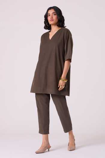 Shop_The Summer House_Olive Green Cotton Helk Needlecord Corduroy Pant _at_Aza_Fashions