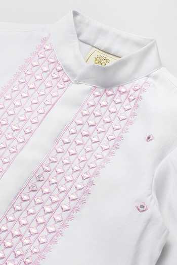 Byb Premium_White Chanderi Embroidery, Sequins Kurta Pyjama Set 