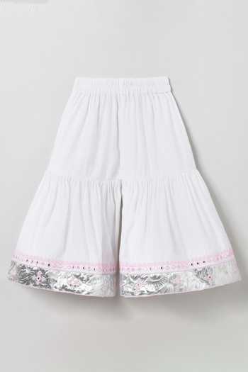 Buy_Byb Premium_White Chanderi Embroidery, Zari Top And Sharara Set _Online