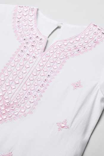 Byb Premium_White Chanderi Embroidery, Zari Top And Sharara Set 