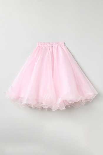 Shop_Byb Premium_Pink Silk, Organza Floral Bloom Embroidered Top With Lehenga 