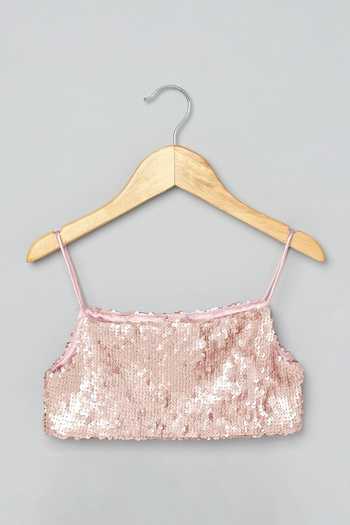 Shop_Byb Premium_Ivory Silk, Cotton Sequins, Embroidery Floral Crop Jacket And Culottes Set _Online