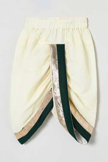 Shop_Byb Premium_Off White Cotton Embroidery Embellished Kurta Dhoti Set _Online