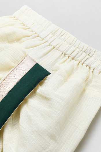 Byb Premium_Off White Cotton Embroidery Embellished Kurta Dhoti Set 