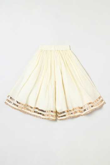 Shop_Byb Premium_Off White Cotton Embroidery, Beads Embellished Top And Palazzo Set 