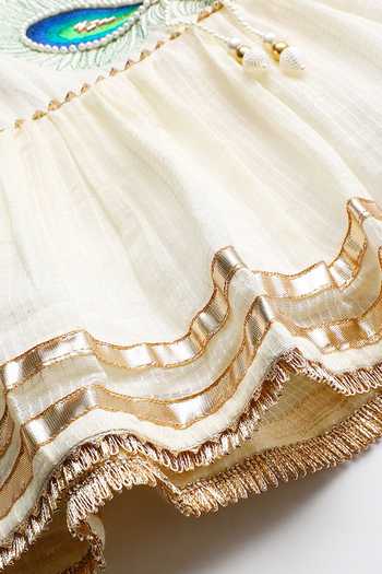 Byb Premium_Off White Cotton Embroidery, Beads Embellished Top And Palazzo Set _Online