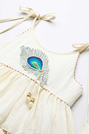 Buy_Byb Premium_Off White Cotton Embroidery, Beads Embellished Top And Palazzo Set _Online