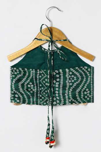Shop_Byb Premium_Green Kota Doria Zari Dark Embellished Top And Skirt Set _Online_at_Aza_Fashions