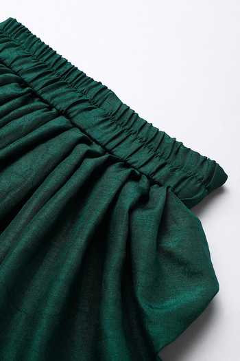 Buy_Byb Premium_Maroon Cotton Zari Embellished Kurta And Green Dhoti Pant Set _Online