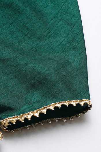 Byb Premium_Maroon Cotton Zari Embellished Kurta And Green Dhoti Pant Set 