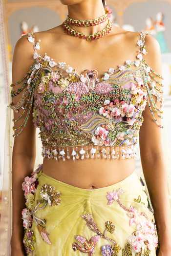 Buy_Moledro_Purple Net, Organza, Viscose Sweetheart Neck Sequin Embellished Lehenga Set _Online_at_Aza_Fashions