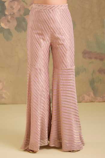 Buy_Studio A_Pink Silk, Organza, Georgette Round Neck Embroidered Short Kurta Gharara Set _Online_at_Aza_Fashions