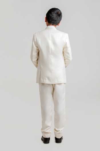 Shop_Lil Angels_White Cotton, Suiting Bird Embroidered Blazer Set _at_Aza_Fashions