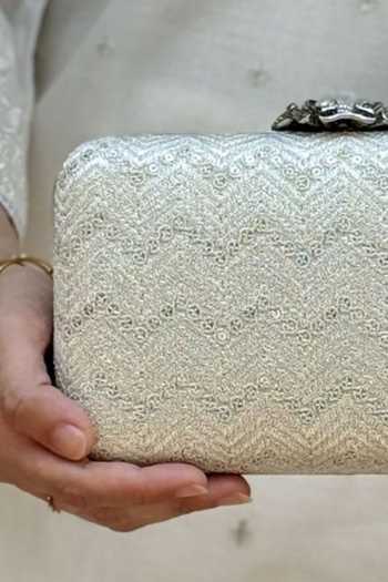 Buy_AMYRA_Off White Mayuri Embroidered Box Clutch _Online_at_Aza_Fashions
