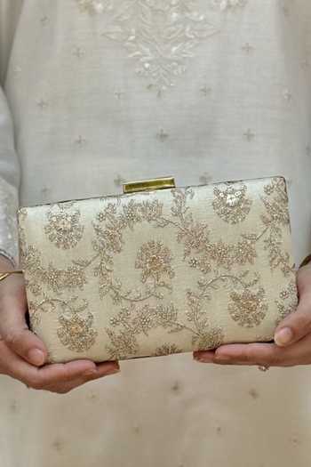 Buy_AMYRA_Beige Bodhi Embroidered Sleek Clutch _at_Aza_Fashions