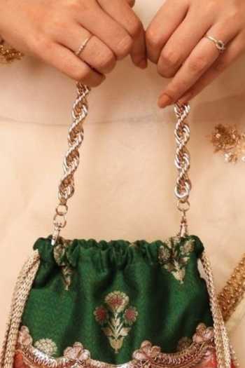 Buy_AMYRA_Multi Color Beads, Zari, Tassels, Bahaar Scallop Embellished Pure Silk Potli 