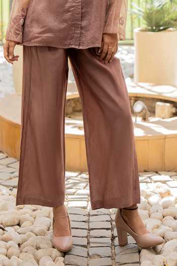 Chambray & Co._Purple Silk, Organza, , Chloe Embroidered Shirt And Pant Set _Online_at_Aza_Fashions