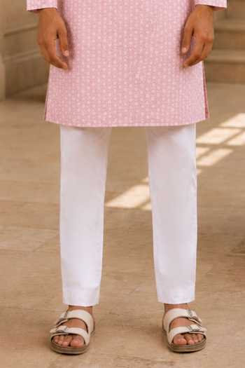 Jhambthreads_Pink Silk Printed Work Kurta And Pant Set _Online_at_Aza_Fashions